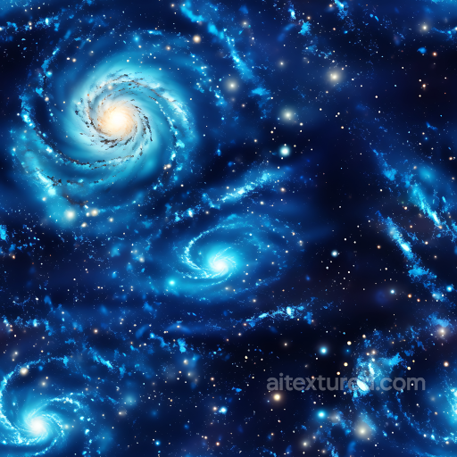 Space PBR Texture Featuring Bright Spiral Galaxies and Blue Nebula Clouds seamless Star, space, planets PBR texture