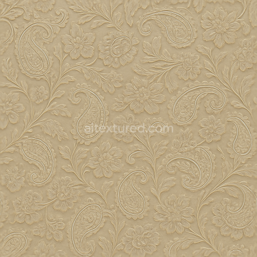 Seamless 3d texture pbr 8k paisley floral wallpaper with satin finish