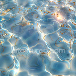 seamless Seamless 3D water PBR texture with shimmering blue and reflective gold liquid surface texture 8k free download PBR