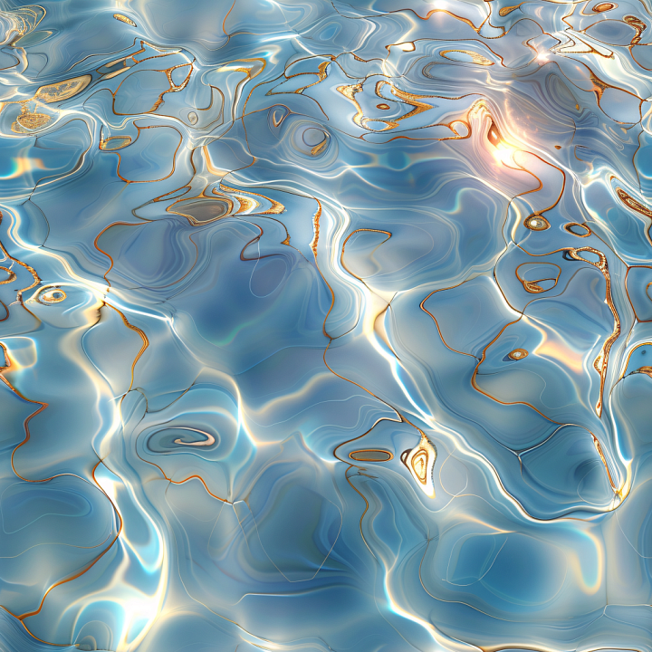 Water With Shimmering Blue And Reflective Gold Liquid Surface seamless PBR texture preview