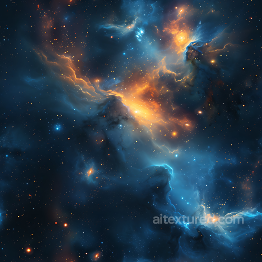 Space PBR Texture Featuring Vibrant Nebula and Glowing Cosmic Clouds seamless Star, space, planets PBR texture