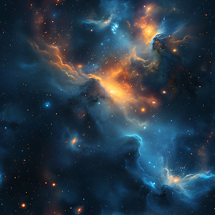 Space Featuring Vibrant Nebula and Glowing Cosmic Clouds seamless PBR texture preview