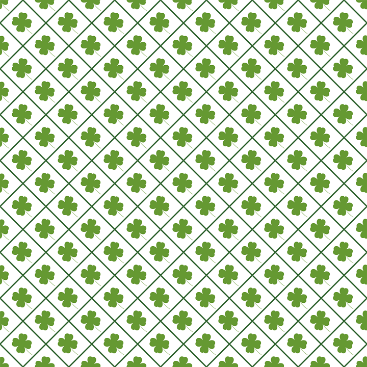 St Patrick Clover Pattern with Green Geometric Motif seamless PBR texture preview