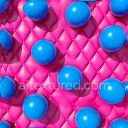 seamless Seamless 3D Inflated Quilted Pink Vinyl Texture with Glossy Blue Bubble Accents texture 8k free download PBR