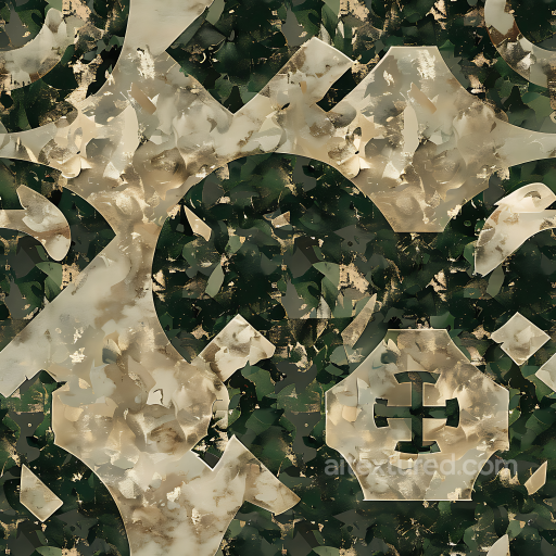 Camouflage PBR Texture with Abstract Organic and Geometric Overlays seamless Color Camouflage PBR texture