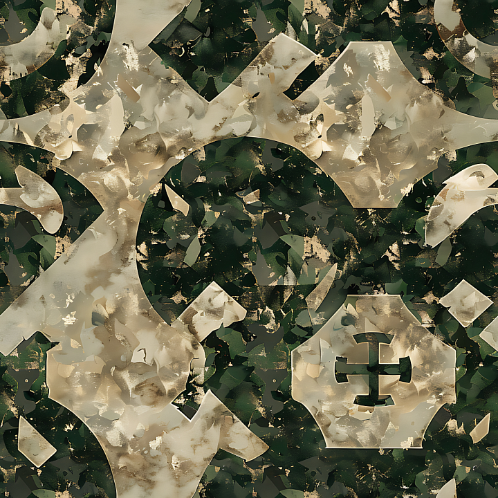 Camouflage with Abstract Organic and Geometric Overlays seamless PBR texture preview