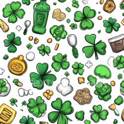 seamless Seamless 3D PBR Texture of Green Shamrocks and St Patrick-themed Icons texture 8k free download PBR