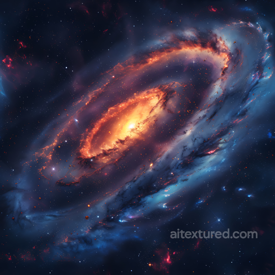 Space Texture Featuring Fiery Galaxy with Radiant Core and Deep Blue Cosmic Clouds Star, space, planets texture preview