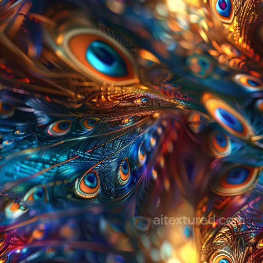 Seamless 3D PBR Texture Featuring Glossy Peacock Feather Detail texture preview