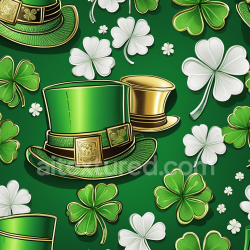 seamless Seamless 3D PBR Texture Featuring Green & Gold St Patrick Hats with Shamrocks texture 8k free download PBR