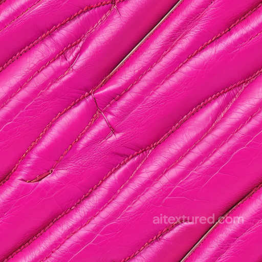 Bright Pink Glossy Stitched Leather Texture With Detailed Grain And Folds seamless Leather PBR texture
