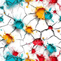 seamless Seamless 3D PBR Texture of Cracked White Paint with Bright Colored Holes texture 8k free download PBR