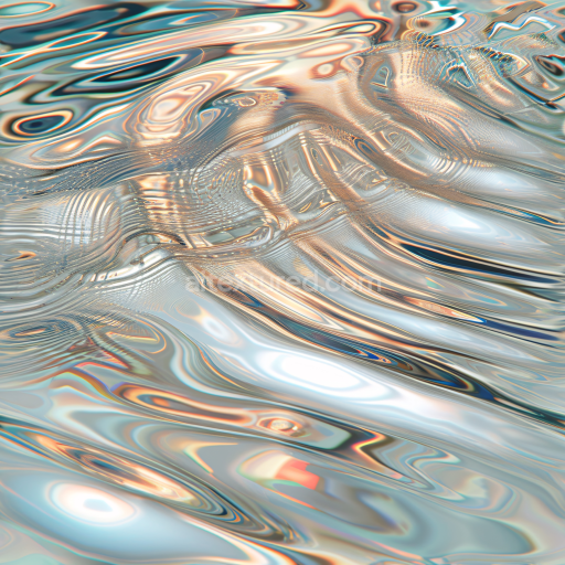 Seamless 3D Water PBR Texture Featuring Reflective Metallic Liquid Surface