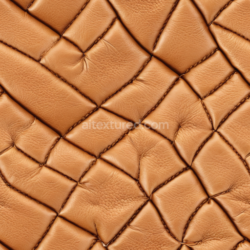 Seamless 3D PBR Tan Quilted Leather Texture with Soft Grain and Padded Panels