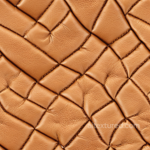 Tan Quilted Leather Texture with Soft Grain and Padded Panels seamless Leather PBR texture