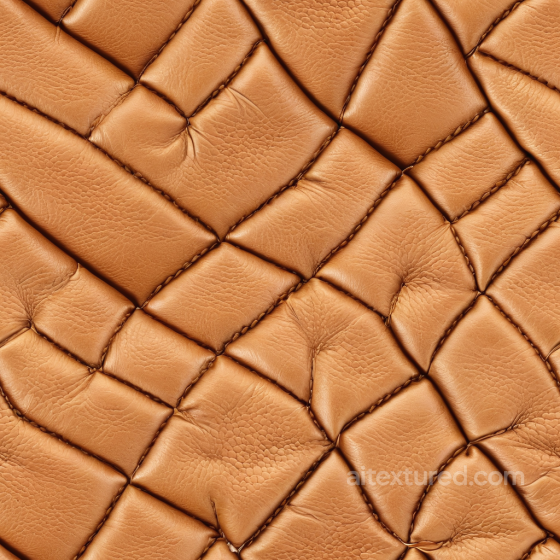 Tan Quilted Leather Texture with Soft Grain and Padded Panels Leather texture preview