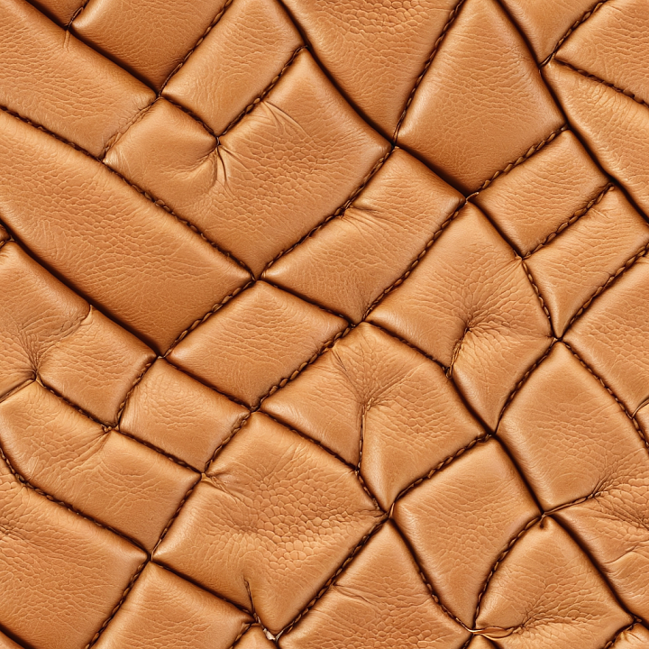Tan Quilted Leather with Soft Grain and Padded Panels seamless PBR texture preview
