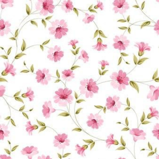 Seamless 3D PBR Texture of Delicate Pink Flower Pattern on White Fabric
