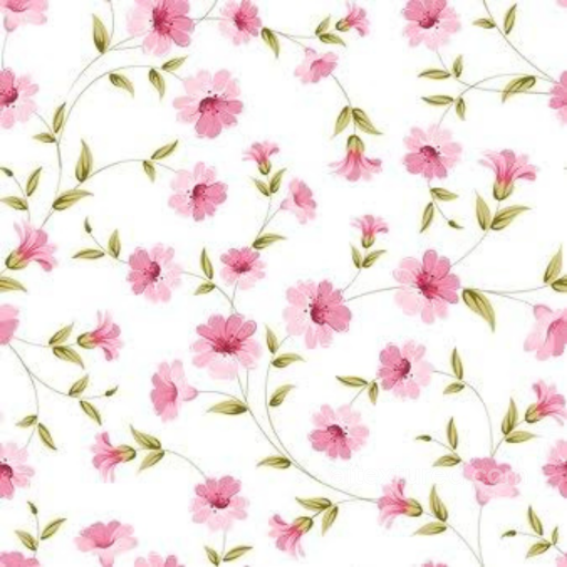 Delicate Pink Flower Pattern on White Fabric Seamless Texture seamless Pink Flower PBR texture