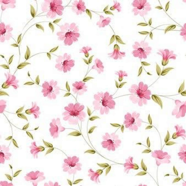 Delicate Pink Flower Pattern on White Fabric seamless PBR texture preview