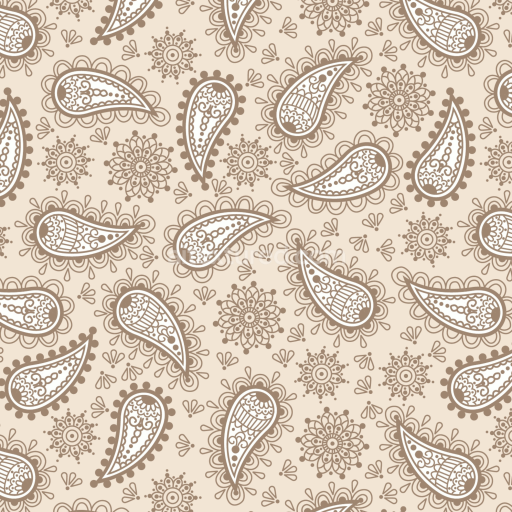Seamless 3D PBR Fabric Texture with Retro Beige Paisley Pattern