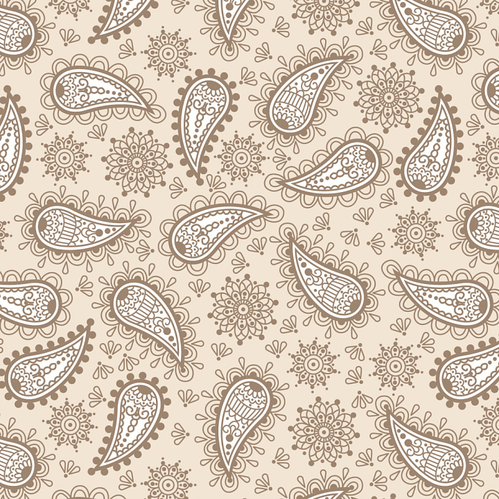 Fabric with Retro Beige Paisley Pattern seamless PBR texture preview
