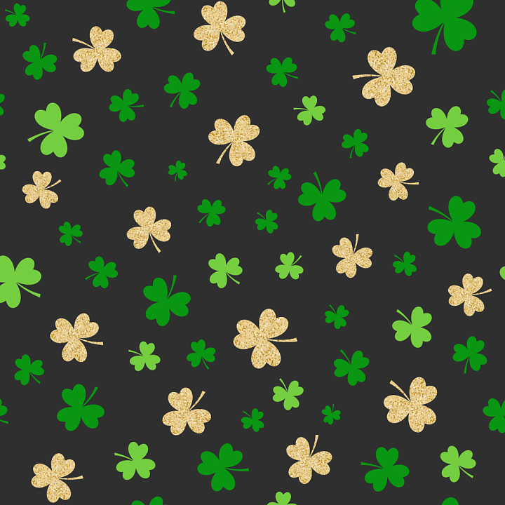 with St Patrick Shamrock Pattern in Green and Gold seamless PBR texture preview