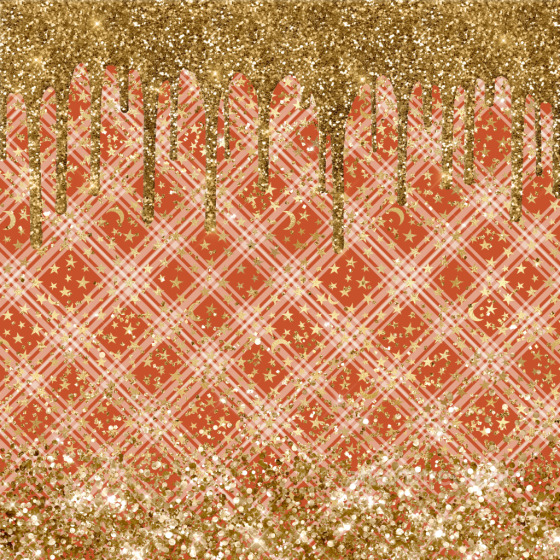 with Gold Glitter Dripping and Plaid on Red All Christmas Digital paper texture preview