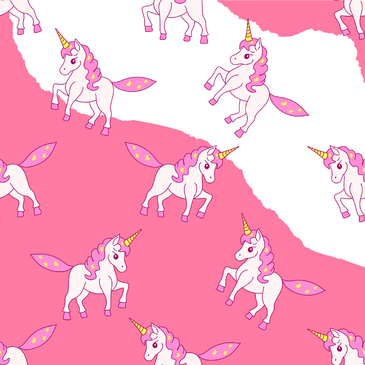 Cartoon Unicorn with Pink and White Pattern seamless PBR texture preview