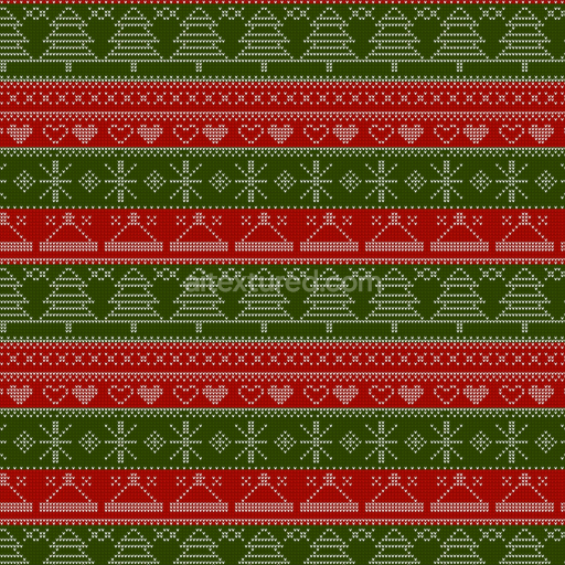 Seamless 3D PBR Christmas Knitted Fabric Texture with Trees and Snowflakes