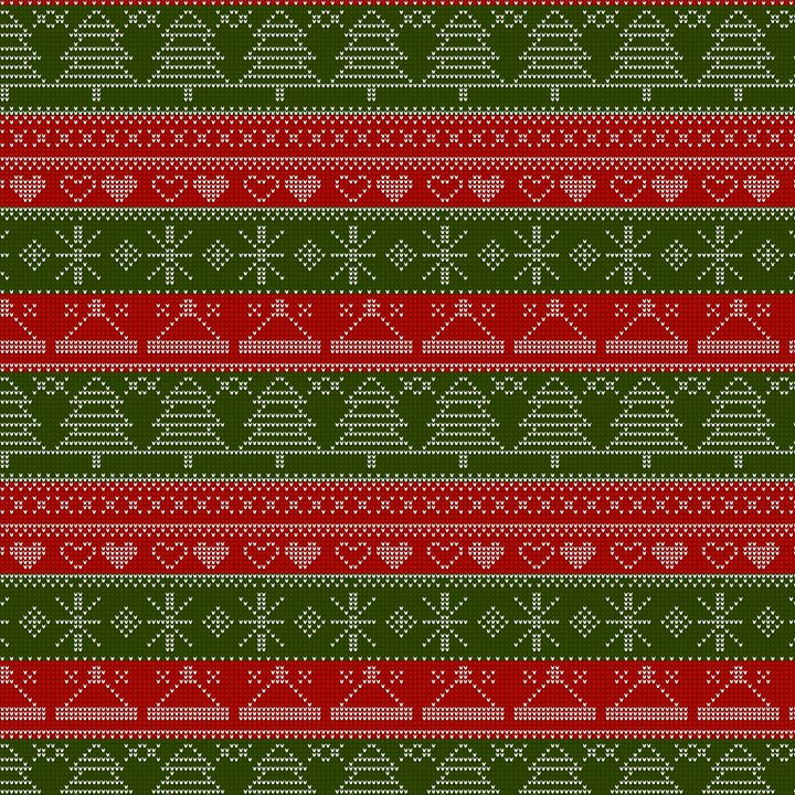Christmas Knitted Fabric with Trees and Snowflakes seamless PBR texture preview