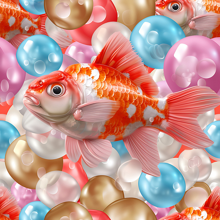 Inflated Glossy Bubble with Vibrant Multicolor Spheres seamless PBR texture preview