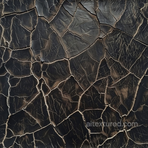 Distressed Cracked Black Leather Texture with Weathered Finish seamless Leather PBR texture