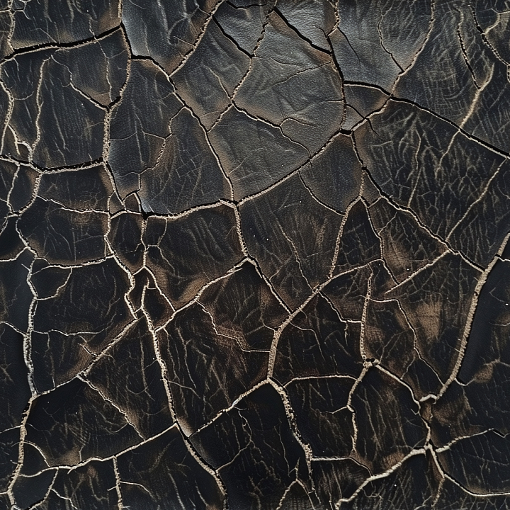 Distressed Cracked Black Leather with Weathered Finish seamless PBR texture preview