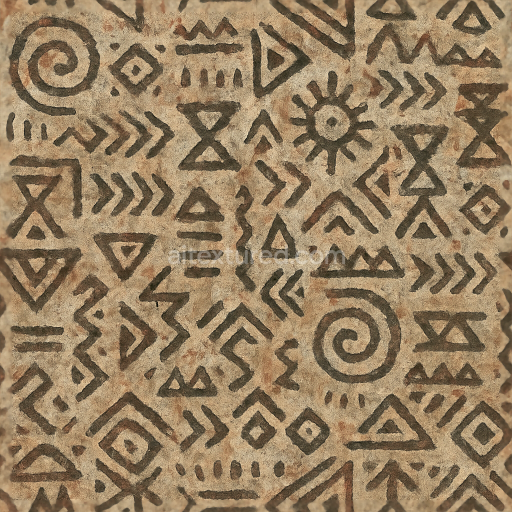 Seamless 3d texture pbr 8k tribal ethnic wallpaper with distressed painted brush strokes and matte plaster