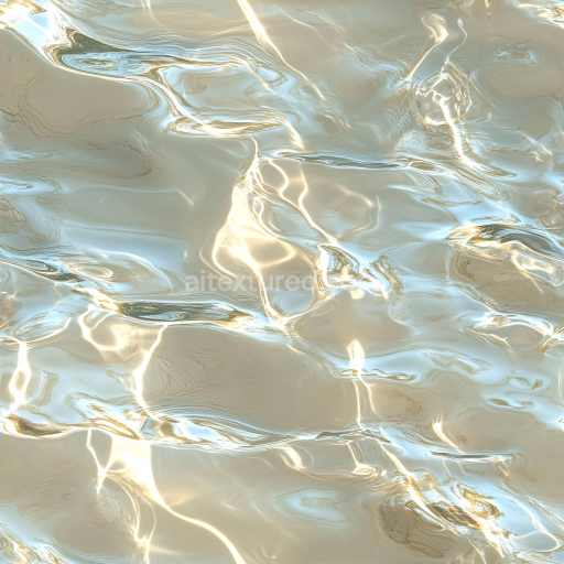 Seamless 3D PBR Texture of Shimmering Shallow Water with Light Reflections