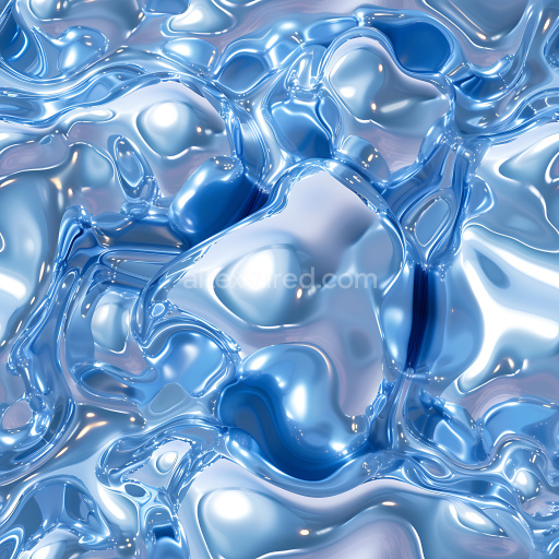 Seamless 3D Inflated Liquid Plastic PBR Texture in Glossy Blue Hues