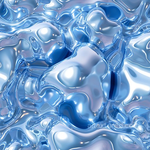 Inflated Liquid Plastic PBR Texture in Glossy Blue Hues seamless Inflated PBR texture