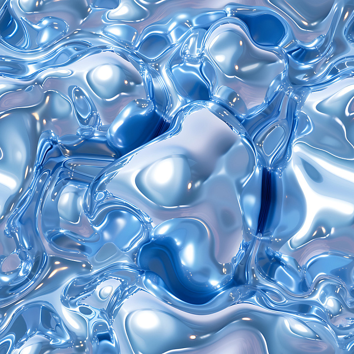 Inflated Liquid Plastic in Glossy Blue Hues seamless PBR texture preview
