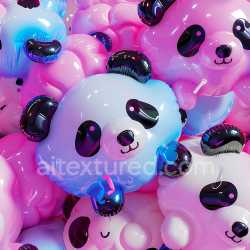 seamless Seamless 3D Inflated Panda Balloon Vinyl PBR Texture with Pink-Blue Gradient texture 8k free download PBR