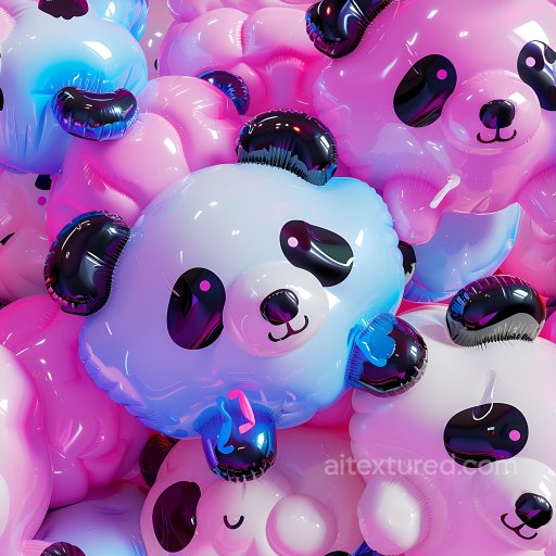 Inflated Panda Balloon Vinyl PBR Texture with Pink-Blue Gradient seamless Inflated PBR texture