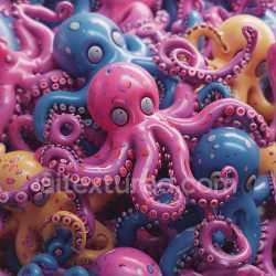 seamless Seamless 3D Inflated PBR Texture Featuring Glossy Colorful Octopus Tentacles texture 8k free download PBR