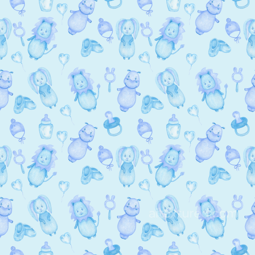 Soft Baby Boy Toys and Icons in Blue Tones Seamless Texture seamless Baby Boy PBR texture
