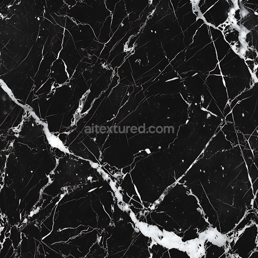 Seamless 3D Black Marble PBR Texture Featuring Bold White Veins and Polished Finish