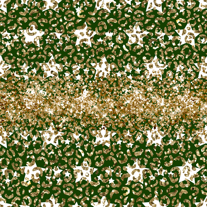 Featuring Gold Glitter Stars and Green Background seamless PBR texture preview