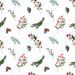 seamless Seamless 3D PBR Texture Featuring Hand-Painted Watercolor Greenery and Red Berries texture 8k free download PBR