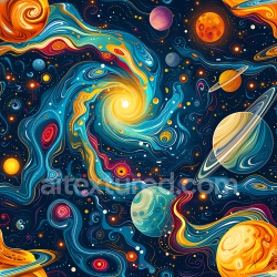 seamless Seamless 3D PBR Space Texture Featuring Vibrant Galaxy Nebula and Stylized Planets texture 8k free download PBR
