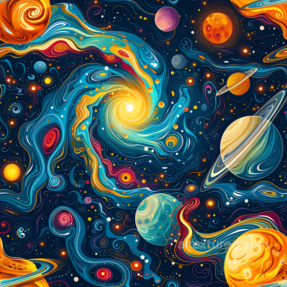 Space Texture Featuring Vibrant Galaxy Nebula and Stylized Planets Star, space, planets texture preview