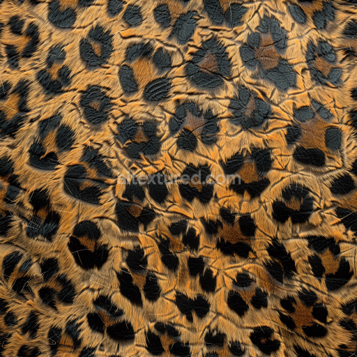 Seamless 3D Leopard Print Furry Leather PBR Texture with Detailed Wrinkles