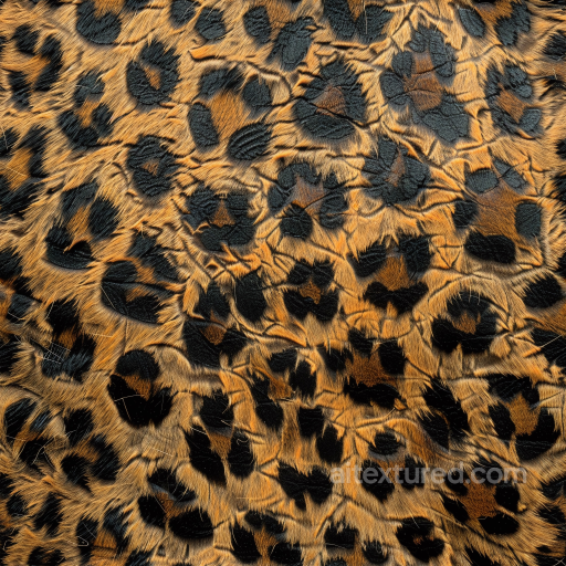 Leopard Print Furry Leather PBR Texture with Detailed Wrinkles seamless Leather PBR texture